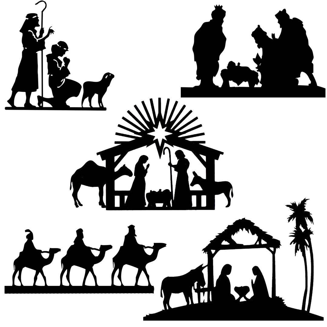 Christmas Nativity Die Cut Out Silhouette 5 x toppers. Great