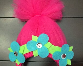 trolls headband, trolls poppy headband, trolls hair, pink trolls hair, trolls crown, girls headband, trolls party favor, trolls photo prop