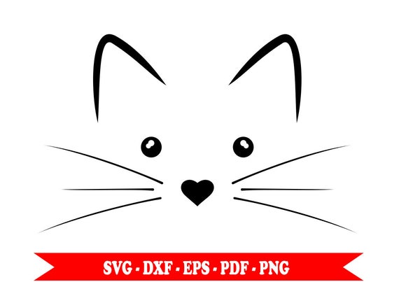 Cat face SVG kitten outline silhouette clip art SVG