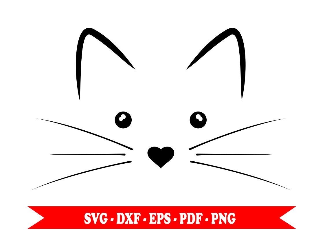 Download Cat face SVG kitten outline silhouette clip art SVG