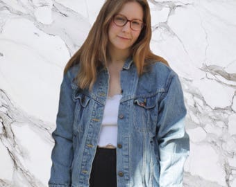 Vintage Medium Lees Denim Jacket / Vtg 80s 90s Lees Denim Jacket / Medium Washed Lees Denim Jacket / Levis Wrangler Style Jean Jacket