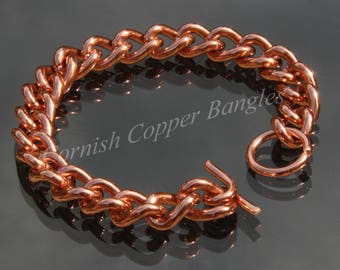 Solid Copper Men's Chain Link Bracelet