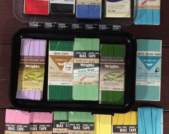 BIAS TAPE for sewing etc. 14 unopened packages in a really nice storage case