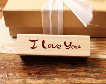 Wooden and rubber stamp "I love you"