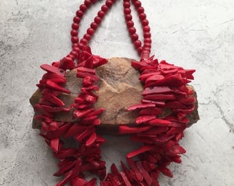 Red Coral Shard Necklace