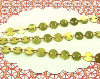 1m raw brass coloured pastille chain 6mm, shackles and pastilles not knitted, jewellery chain, CHB23