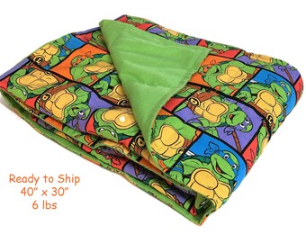 Weighted Blanket 40" x 30" / 6 lbs / Ready to Ship / Autism / Sensory Processing Disorder / ADHD / Ninja Turtles/ TMNT / Washable / Child