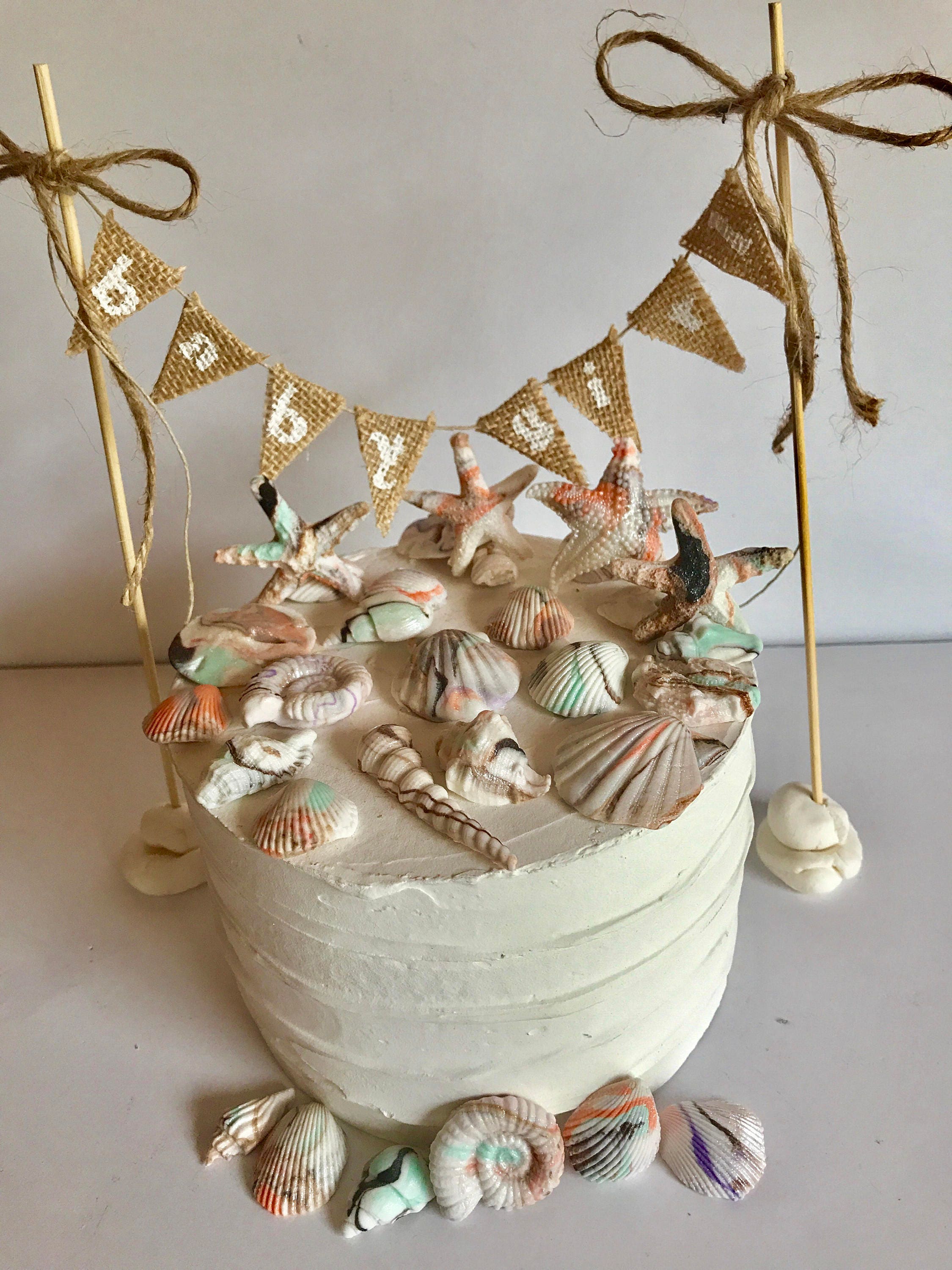 Fondant 30 Sea Shells Edible Sugar Cake Cupcake Topper Ocean