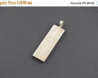 HUGE Sale Line Etched Rectangular "K" Pendant Sterling Silver 15.3g