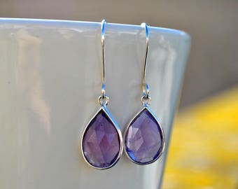 Amethyst Earrings, Teardrop Earrings Wedding Earrings Purple Earrings, Bridesmaid Earrings, Bridal Earrings, Graduation Gift for Daughter