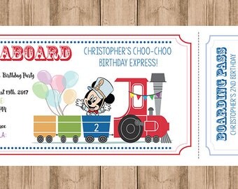 Mickey Train Birthday Invitation