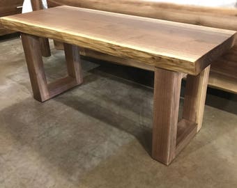 Live Edge Modern Walnut Bench | Thick Walnut Dining Bench | Modern Entryway Bench | Thick Walnut Bench | Hallway Bench