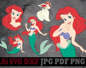 Ariel svg, Ariel clipart, Little Mermaid svg, Disney svg files, Ariel silhouette, digital files svg dxf png Ai pdf svg files for cricut