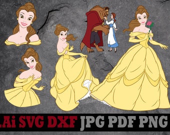 Beauty and the Beast svg, Belle svg , Belle clipart, Disney svg files Belle silhouette digital files svg dxf png Ai pdf svg files for cricut