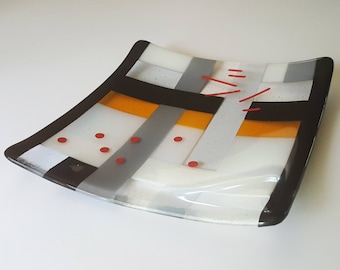 Fused Art Glass Plate 8" x 8"