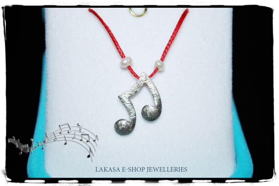 Music Notes Symbol Necklace Sterling Silver Gold plated Jewelry Greek Art Gift ideas rock you baby Birthday love violin piano Musician Lover