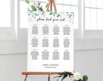 Rustic Wedding Seating Chart Template, Seating Chart Printable, Wedding Seating Plan, Editable Seating Chart PDF Instant Download #E031
