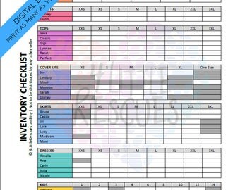 Updated LLR Inventory Checklist | Printable PDF | Includes All Styles & Sizes | Tally Sheet | Group Sales | Initial Inventory Consultant