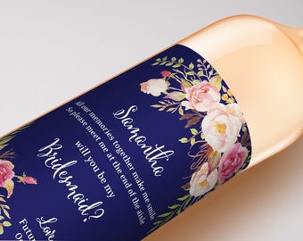 Will You Be My Bridesmaid Wine Labels, Maid of Honor, Matron of Honor, Custom Wedding Wine Bottle Labels, WEATHERPROOF, Ask Bridesmaid