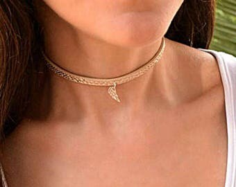 BDSM Discreet Day Collar, Submissive Day Collar, Submissive Necklace, Angel Wing Choker Necklace, Submissive Jewelry, Choker