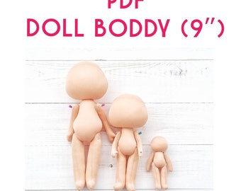 PDF, Doll Pattern 9",PDF Sewing Tutorial, Pattern-Doll ,doll body,Cloth Doll Pattern,Soft Doll Pattern