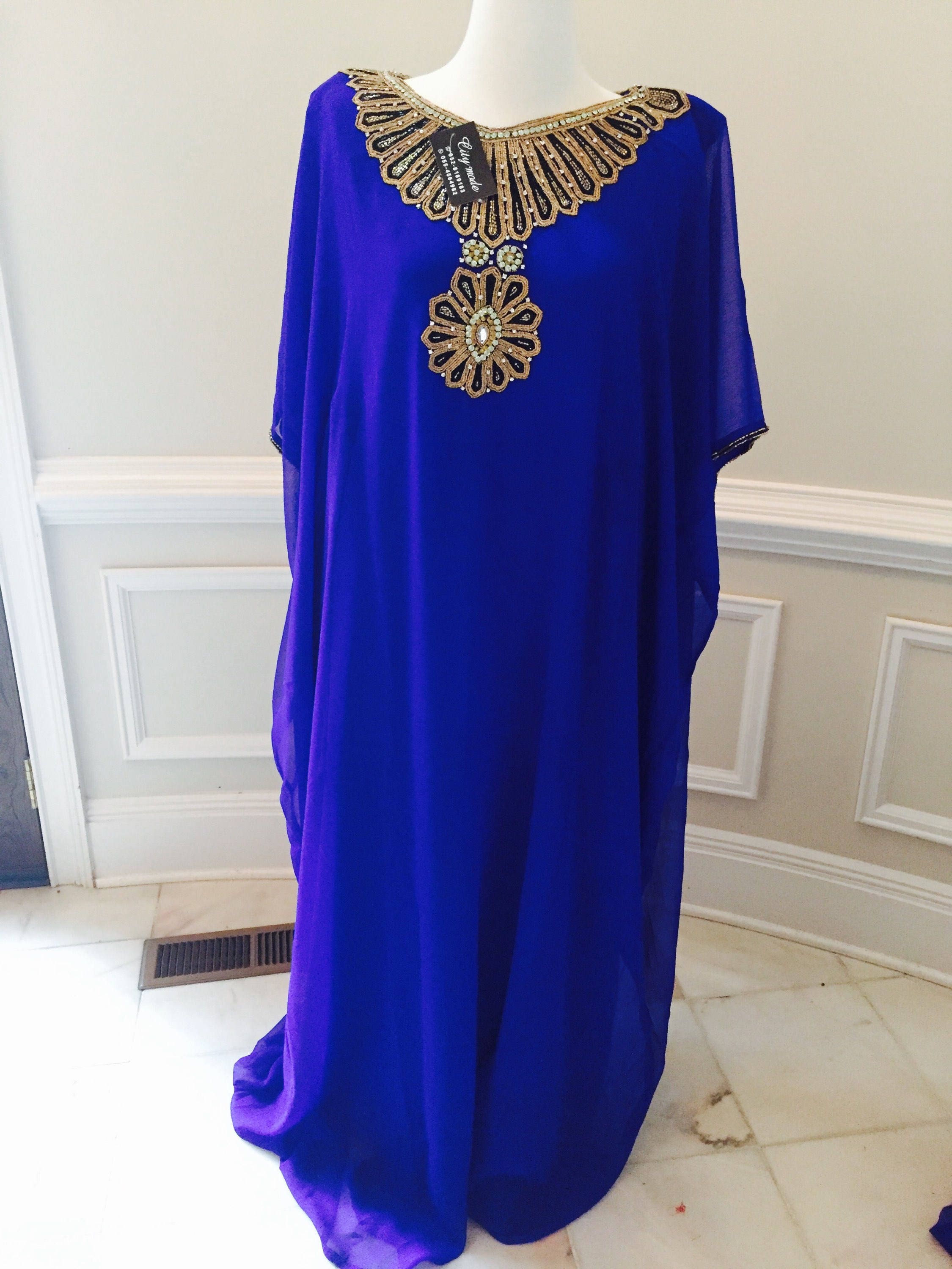 Egyptian Goddess Abaya Caftan Embellished Kaftan Dress