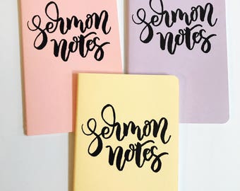 Sermon Notes, Bible Study, Church Notes, Bible Journal, Notebook, Moleskin Journal, Notes, Bible Journaling, Stationary