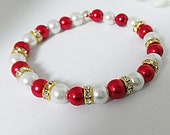 Custom order for DFrazier,Delta Sigma Theta Sorority Necklace, 2 Bracelets and Earrings Set, Red And White