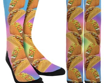 Taco Lover Crew Socks - Taco Socks -Novelty Socks - Unique Socks - Cool Socks - 100% Comfort - FREE Shipping