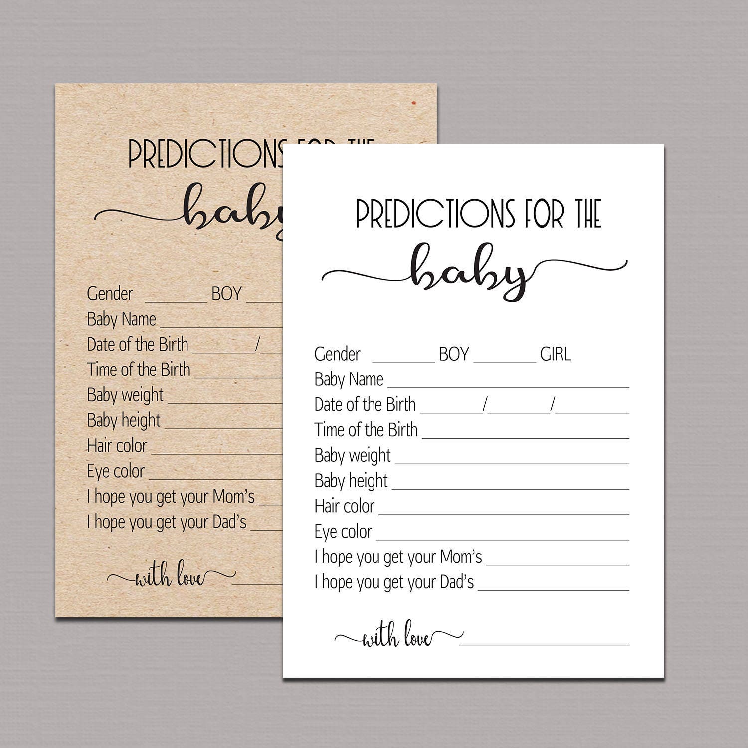 BABY PREDICTION CARDS Predictions For Baby Printable Baby Il Fullxfull Baby Prediction Cards Predictions For Baby Printable Baby Prediction Game Baby Shower Baby Prediction Cards Gender Neutral Kraft B11 P 8910html