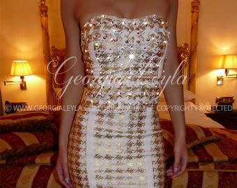 Swarovski Crystals Gold Chain Dress - ON SALE - Ready to be shipped - Free Express Shipping - - GeorgiaLeyla Classic Glamour