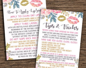 LipSense Tips&Tricks Card And How To Apply, LipSense Distributor, SeneGence Tips And Tricks And How To ApplyCard, You Print 4x6 and 5x7 Card