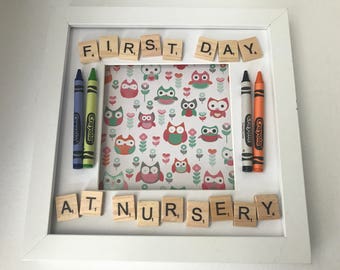 First Day At Nursery Scrabble Frame Keepsake