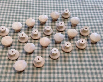 24 Wooden Knobs | Unfinished Birch Knobs | Cabinet Drawer Pulls