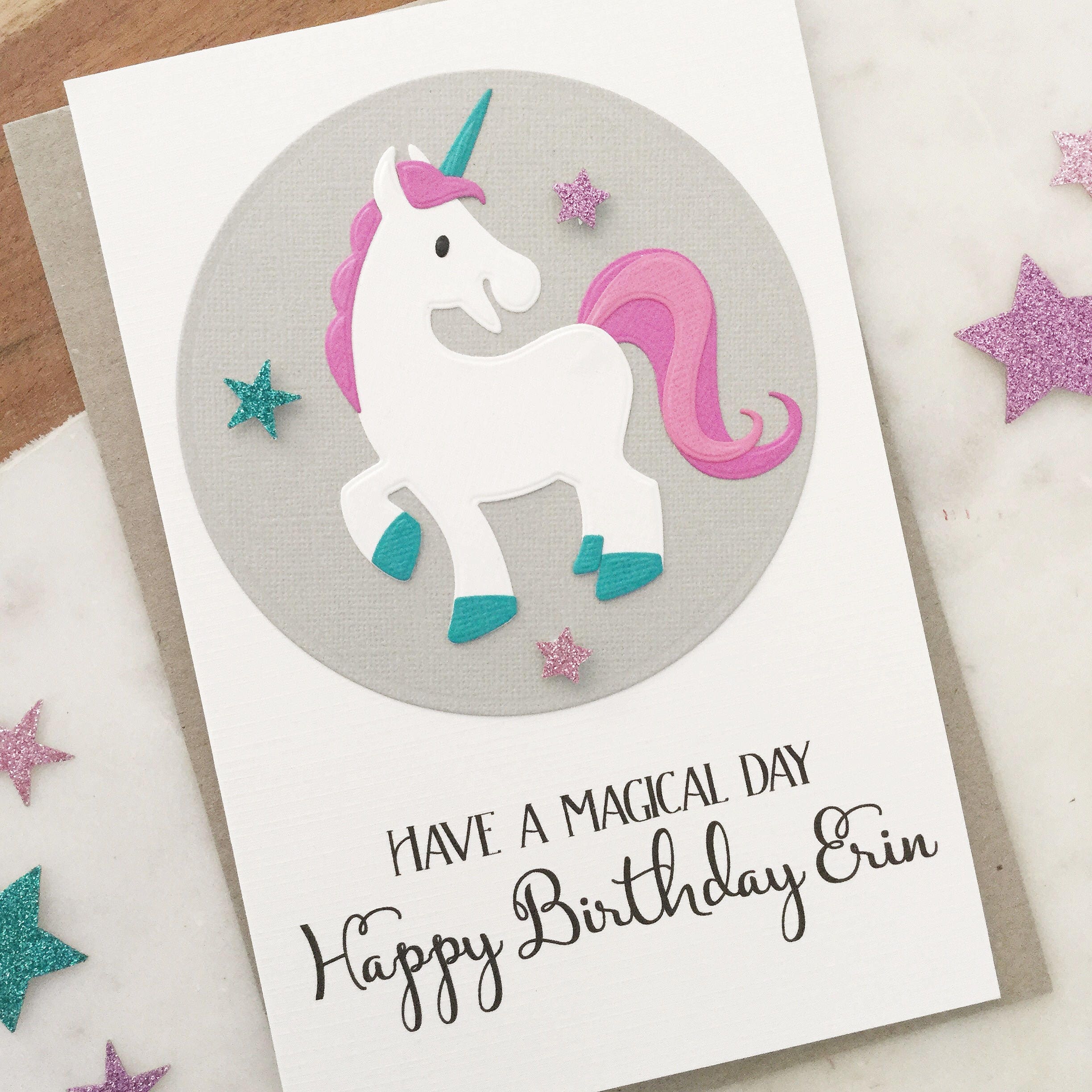 Cute Unicorn Card Unicorn Birthday Card Birthday Girl