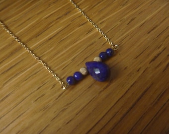 lapis lazuli gemstone beads and gold necklace