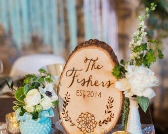 Engraved Family Name Tree Stump