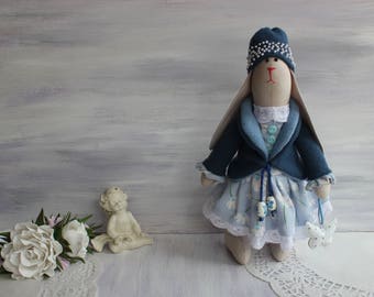 Textile doll Tilda Rag Art doll Cloth doll Summer gift Collection doll Handmade Interior decoration Tilda bunny rabbit Fabric art dolls
