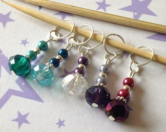 Beaded Stitch Marker Set For Knitting, Progress Markers for Crocheting, Set2