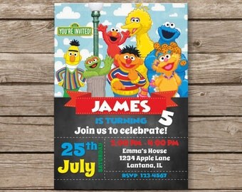 Sesame Street Elmo Invitation, Elmo Printable, Elmo Invite