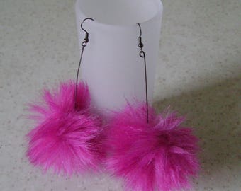 Pom Pom Fuchsia original women earrings