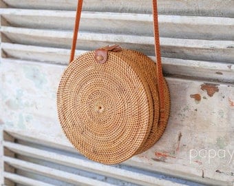 Basket Bag, Round Bag, Picnic Basket, Straw Bag, Rattan Basket, Woven Bag, Round Basket Bag, Market Basket, Shoulder Bag, Woven Basket
