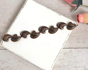 Rebajes Copper Bracelet, MCM Modernist Designer, Leaf Bracelet, Copper Link Bracelet, Signed Vintage Jewelry, Modernist Bracelet