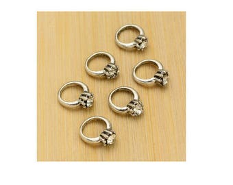 SET of 10 mini connector ring (D25) nugget silver charms