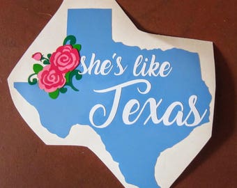 FREE SHIPPING. She's like Texas Vinyl Decal. Texas State Decal. Texas floral Vinyl. Yeti Decal. Tumbler, Car, Laptop Texas Vinyl