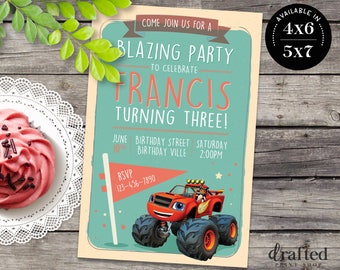 Blaze and the Monster Machines Invites, Blaze and the Monster Machines Birthday, Blaze Invitation, Blaze Party, Monster Truck Printable