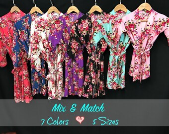 Cotton Floral Robes (7 Colors/5 Sizes-Mix and Match), bride robe, wedding robes, bridesmaid robes, plus size robe, flower girl robe, gifts