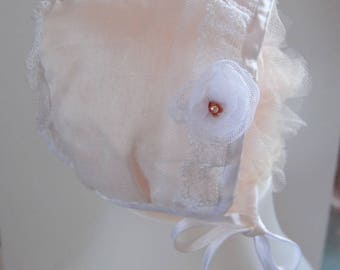 Organza and lace Baby bonnet