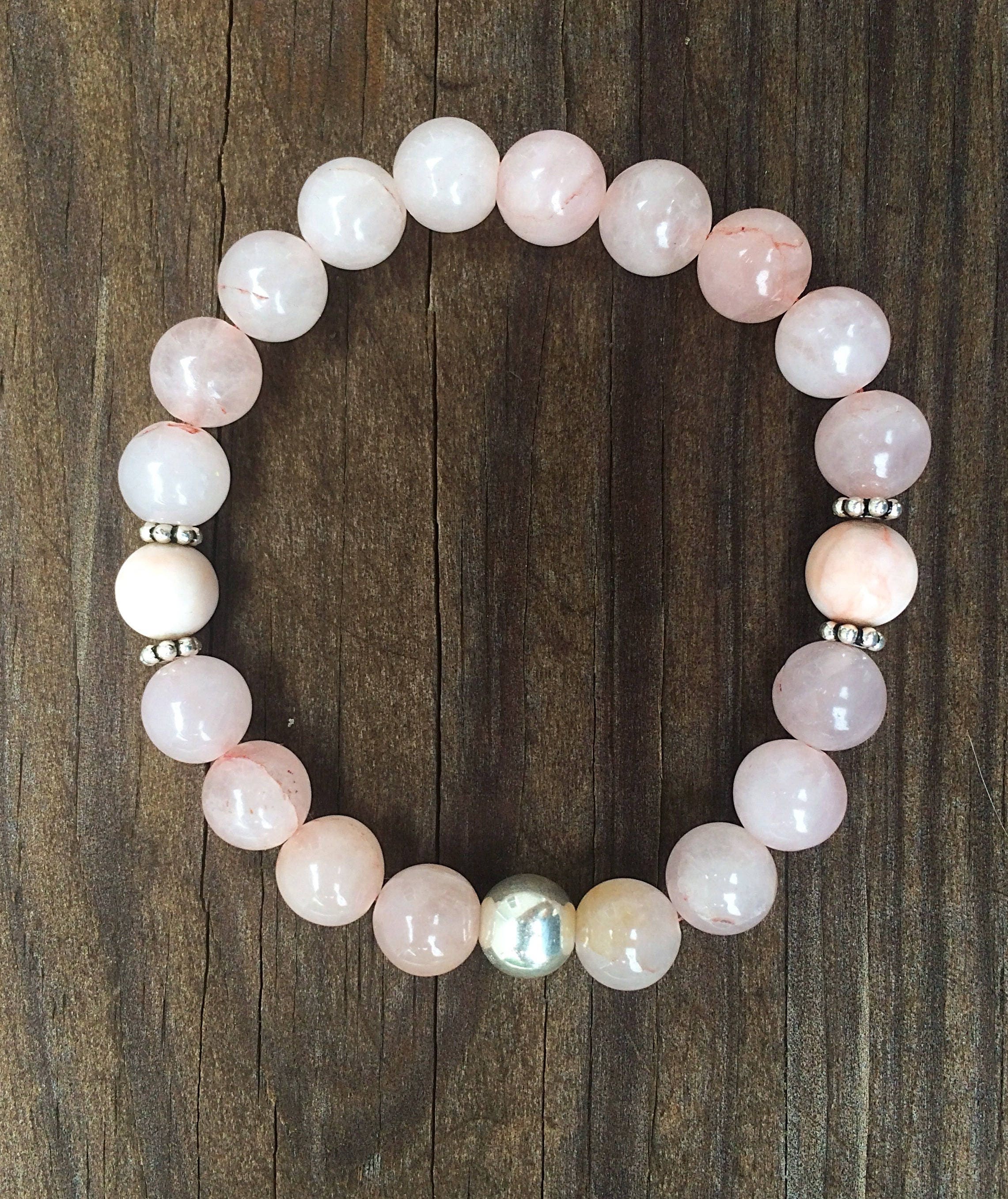 Rose quartz mala bracelet heart chakra bracelet yoga