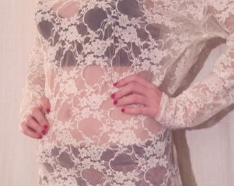White lace long tunic
